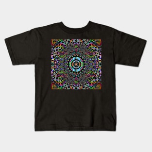 Kaleidoscope Trippy Skulls Rainbow Kids T-Shirt